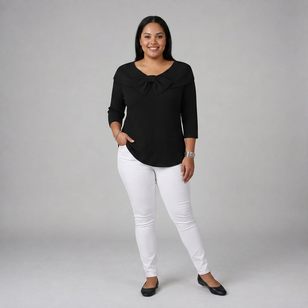 Tivella | Jumper with Bow and Round Neckline