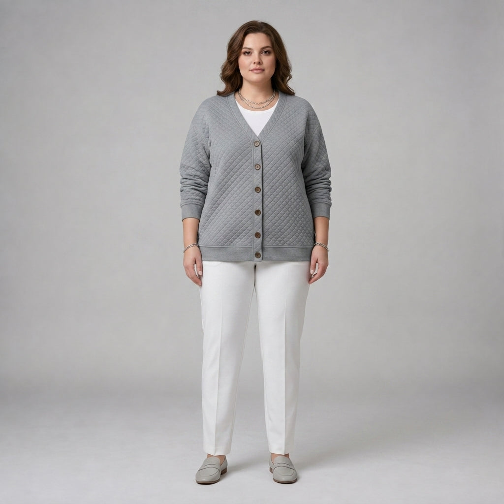 Laverne | Quilted Button Front Cardigan