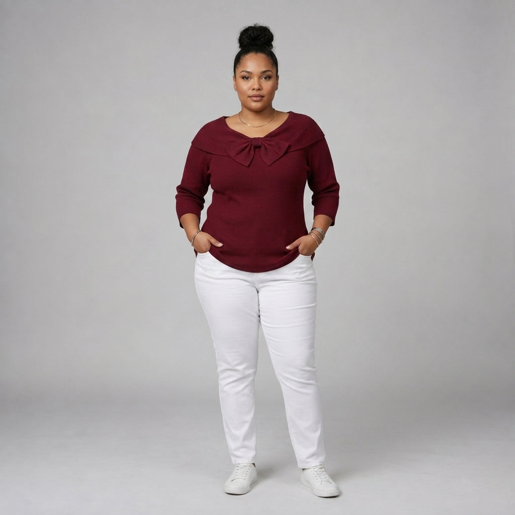 Tivella | Jumper with Bow and Round Neckline