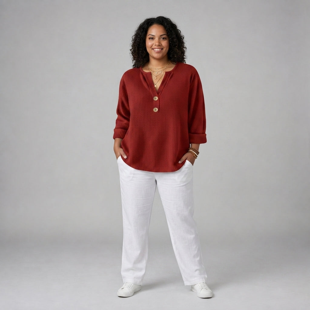 Lucinda | Henley Button Top