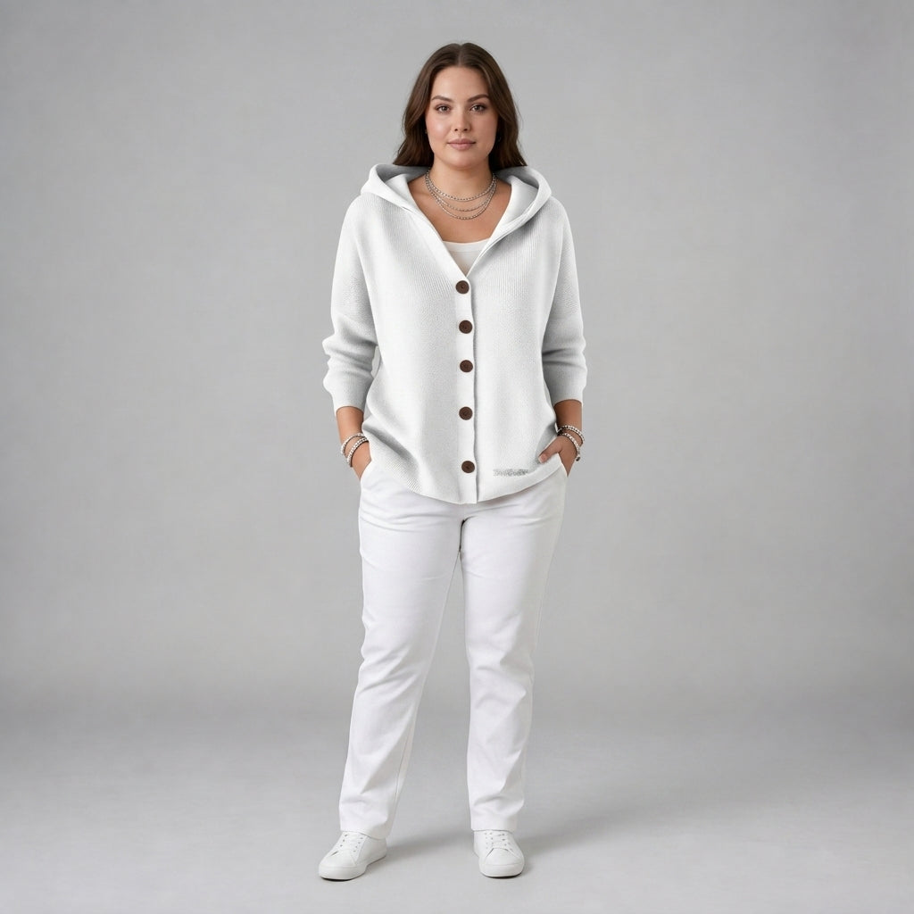 Darienne | Hooded Button Up Knit Cardigan