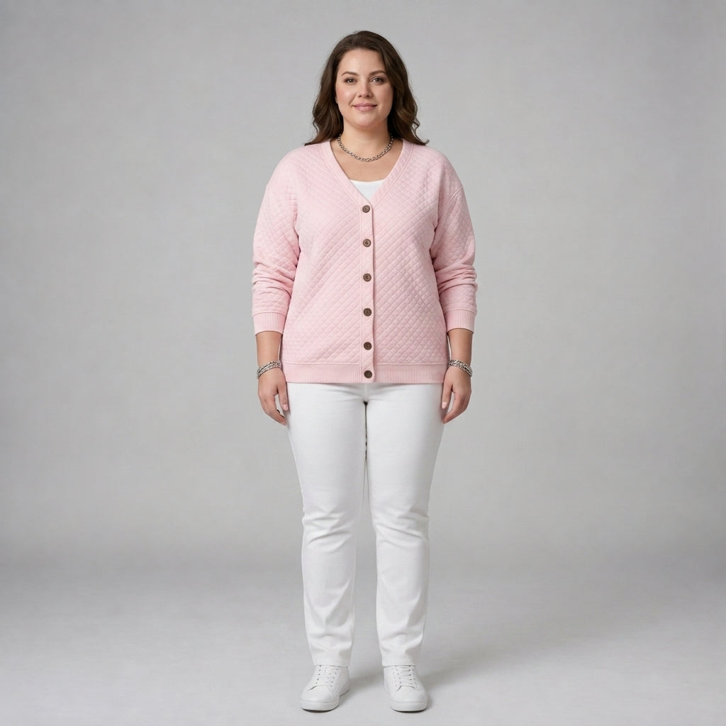Laverne | Quilted Button Front Cardigan