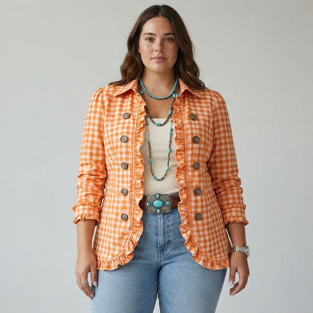 Zelda – Gingham Frill Jacket