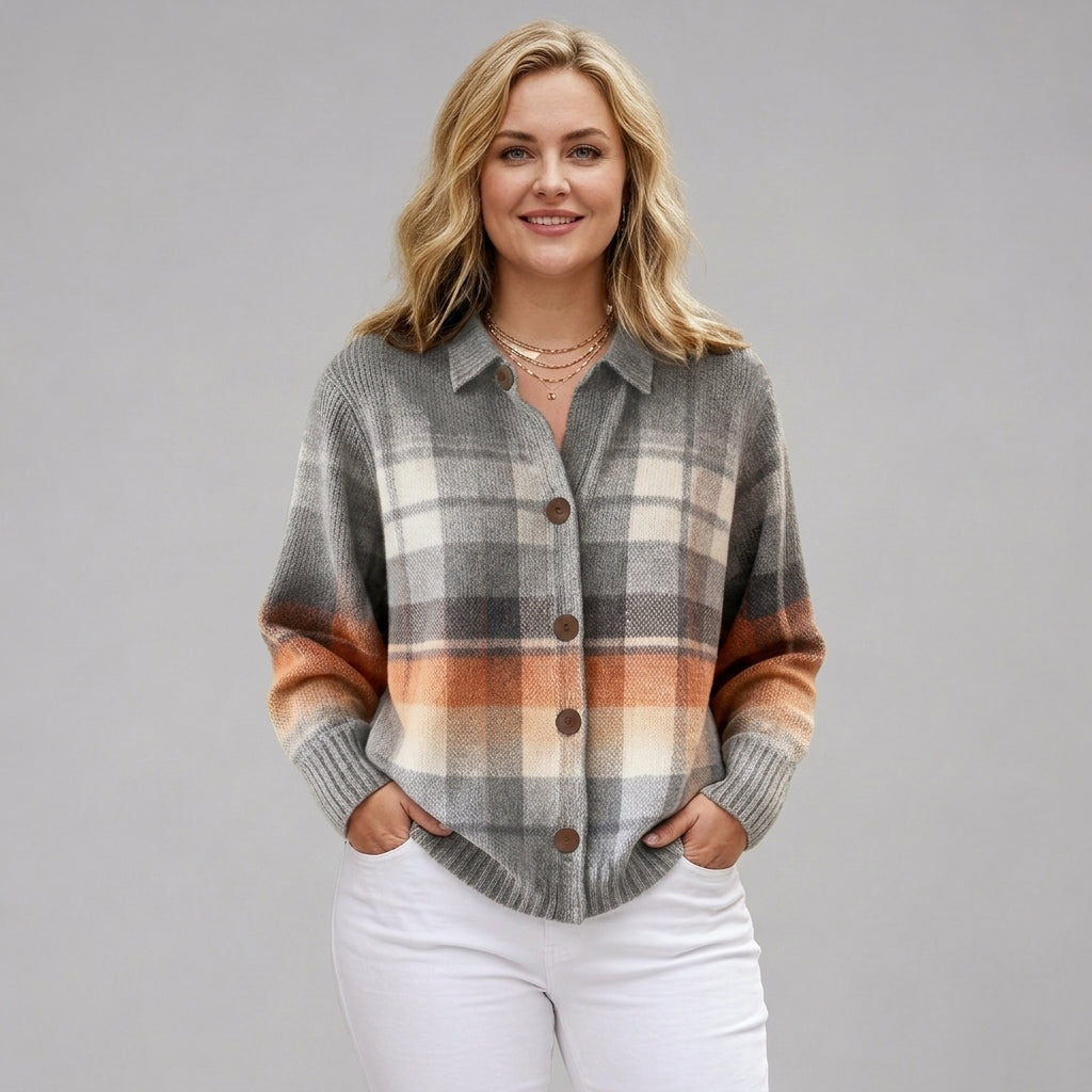 Sandra | Cosy Checked Cardigan