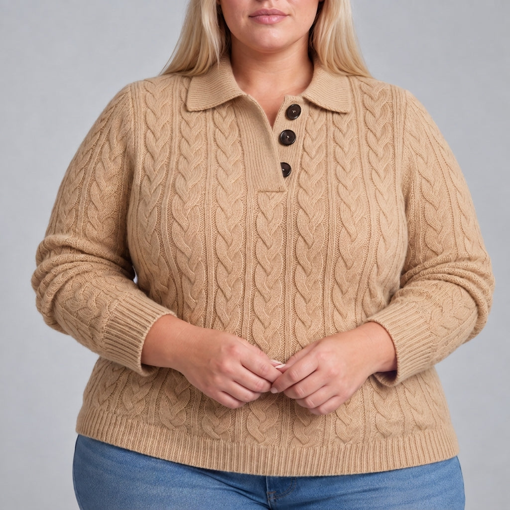 Elara | Cable Knit Button-Neck
