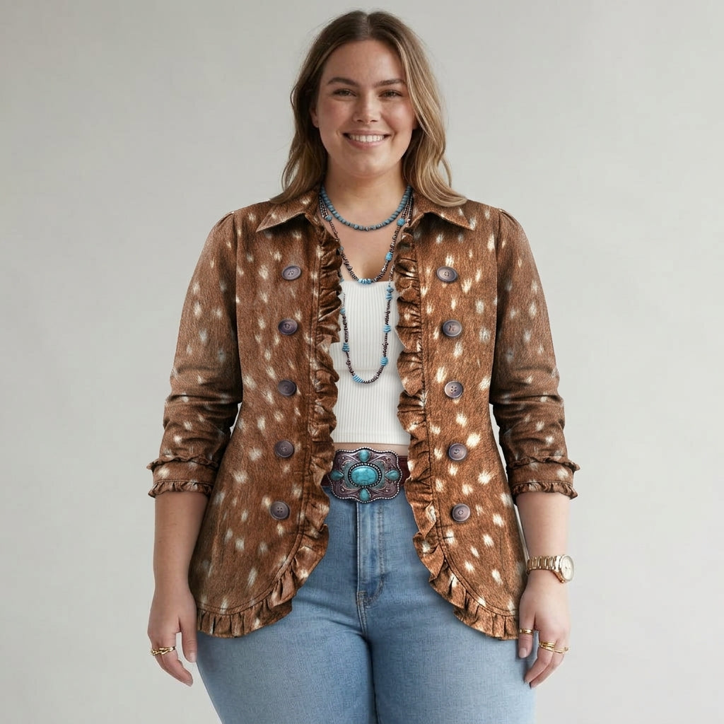 Charity - Animal Print Frill Jacket