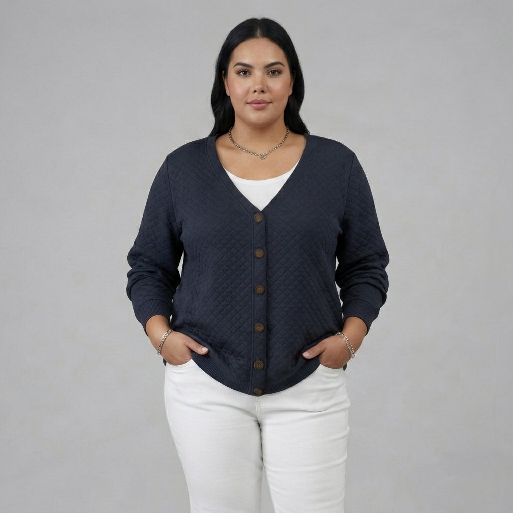 Laverne | Quilted Button Front Cardigan