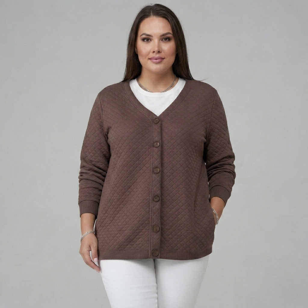 Laverne | Quilted Button Front Cardigan