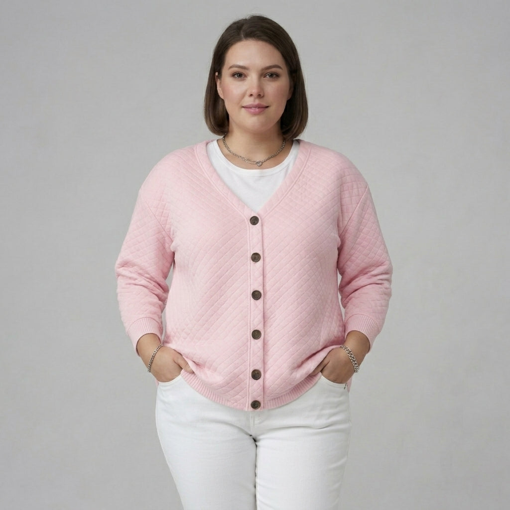 Laverne | Quilted Button Front Cardigan