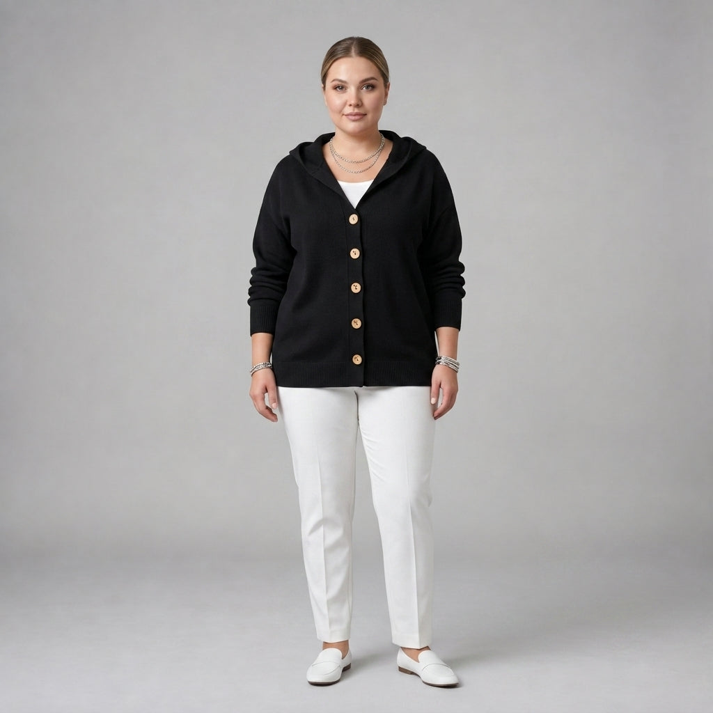 Darienne | Hooded Button Up Knit Cardigan