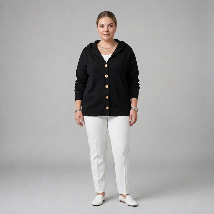 Darienne | Hooded Button Up Knit Cardigan