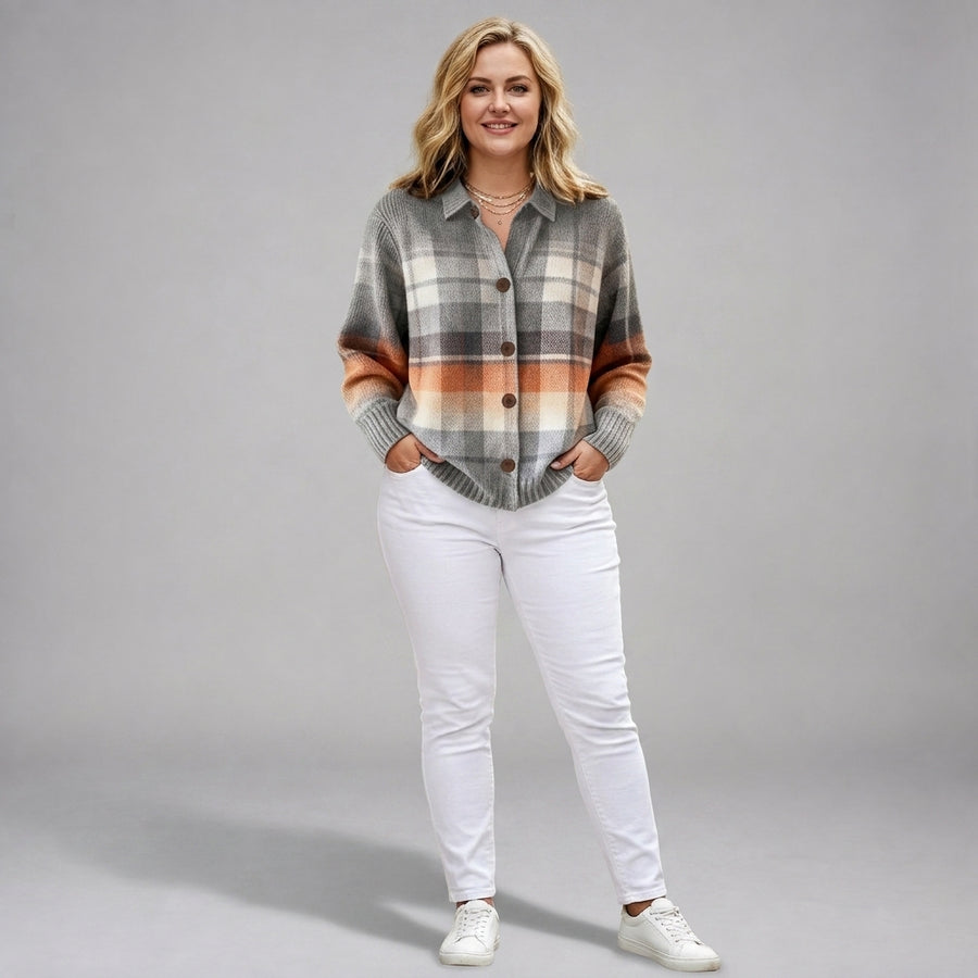Sandra | Cosy Checked Cardigan