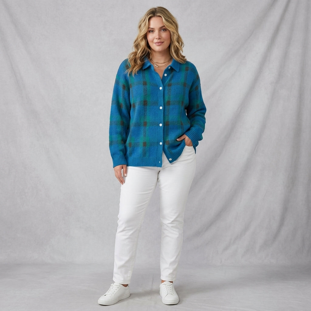 Camilla | Brushed Plaid Cardigan