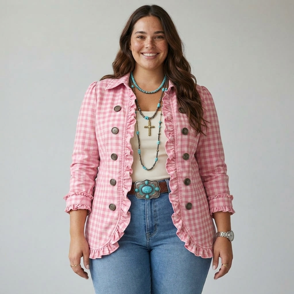 Zelda – Gingham Frill Jacket
