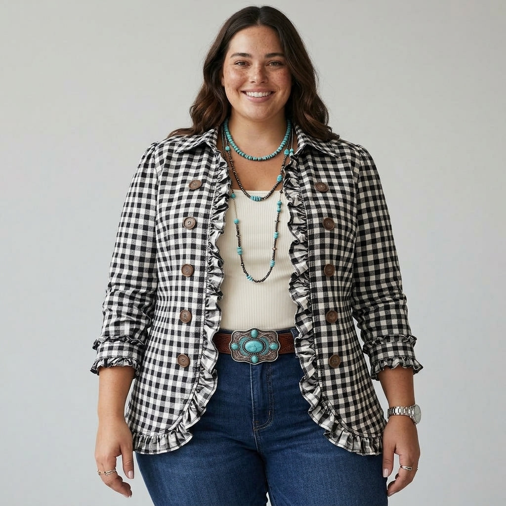 Zelda – Gingham Frill Jacket