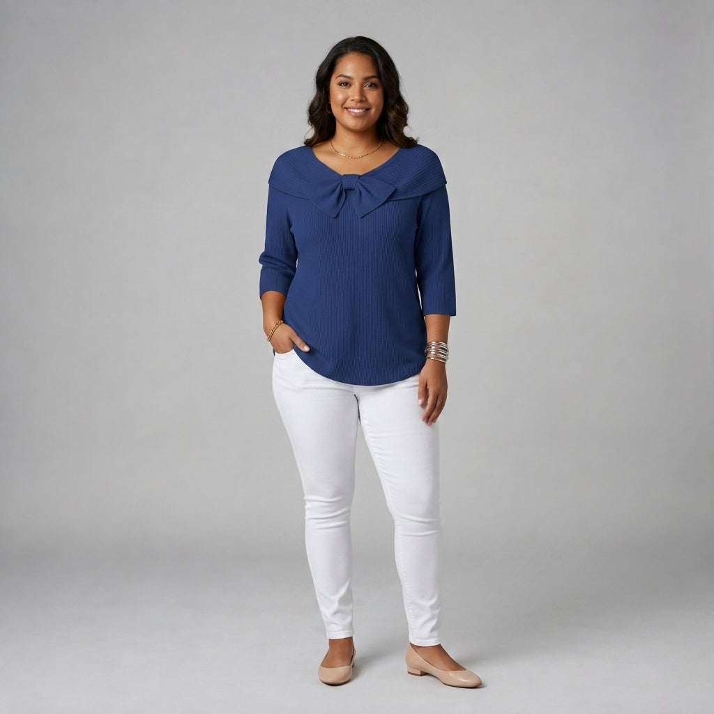 Tivella | Jumper with Bow and Round Neckline