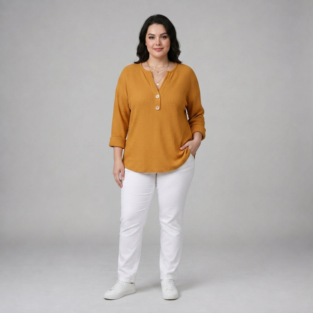 Lucinda | Henley Button Top
