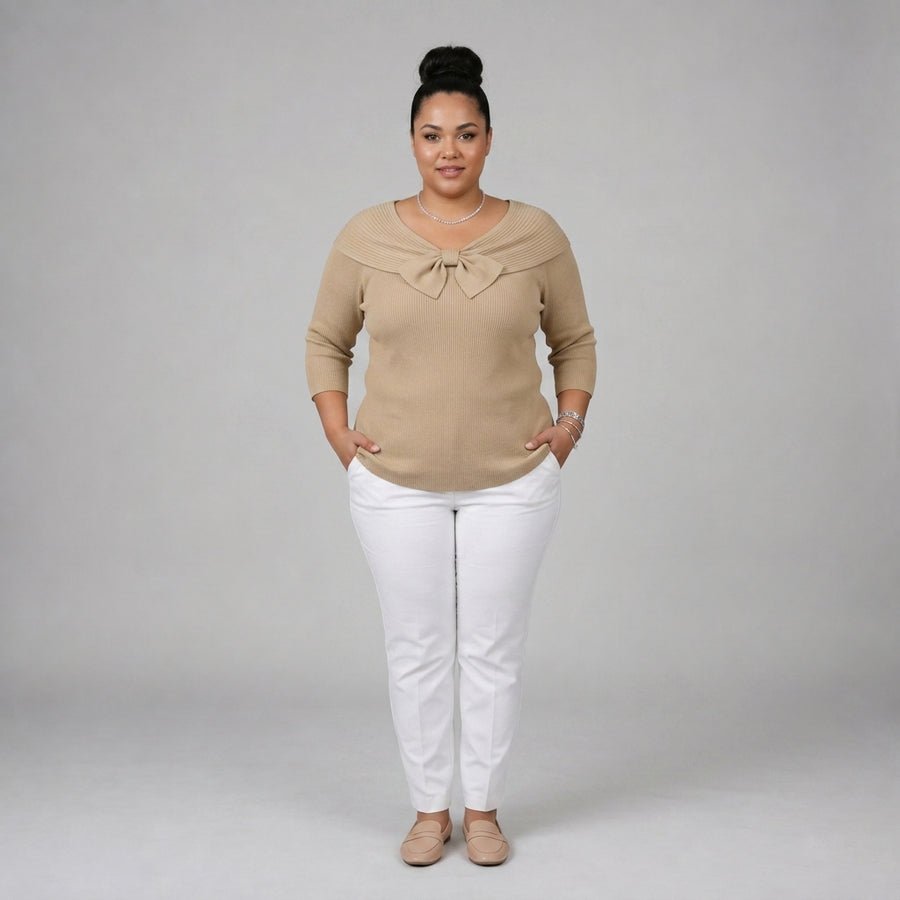 Tivella | Jumper with Bow and Round Neckline