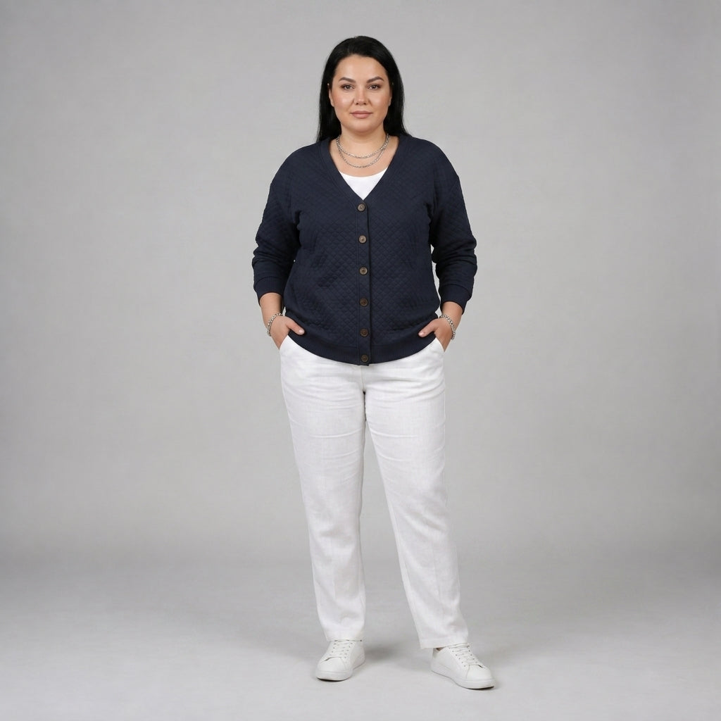 Laverne | Quilted Button Front Cardigan