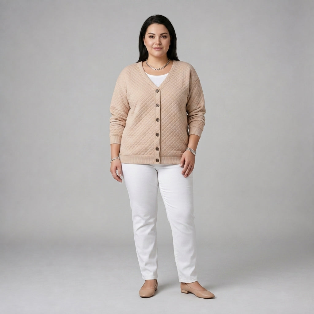 Laverne | Quilted Button Front Cardigan