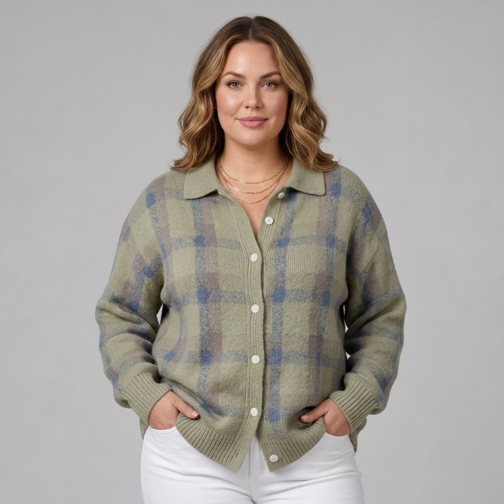 Etta | Checked Button Up Cardigan