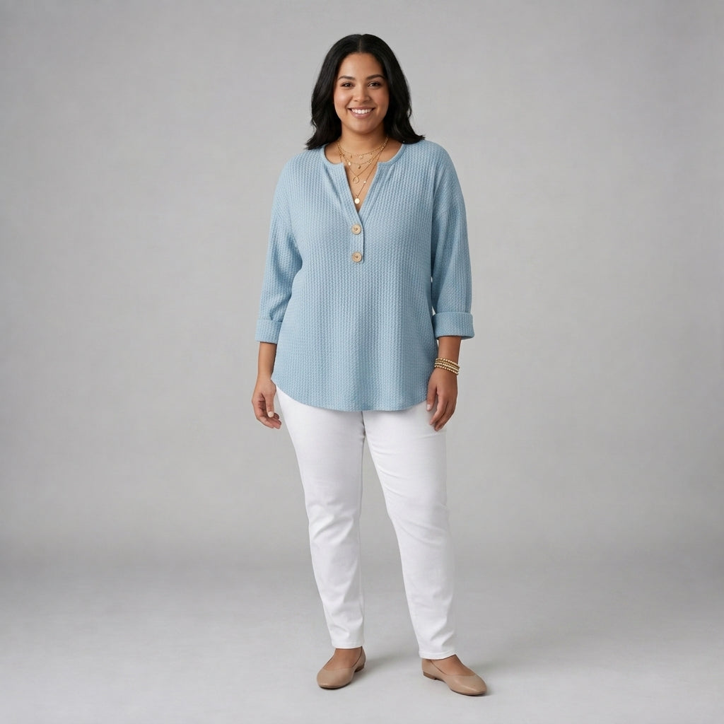 Lucinda | Henley Button Top