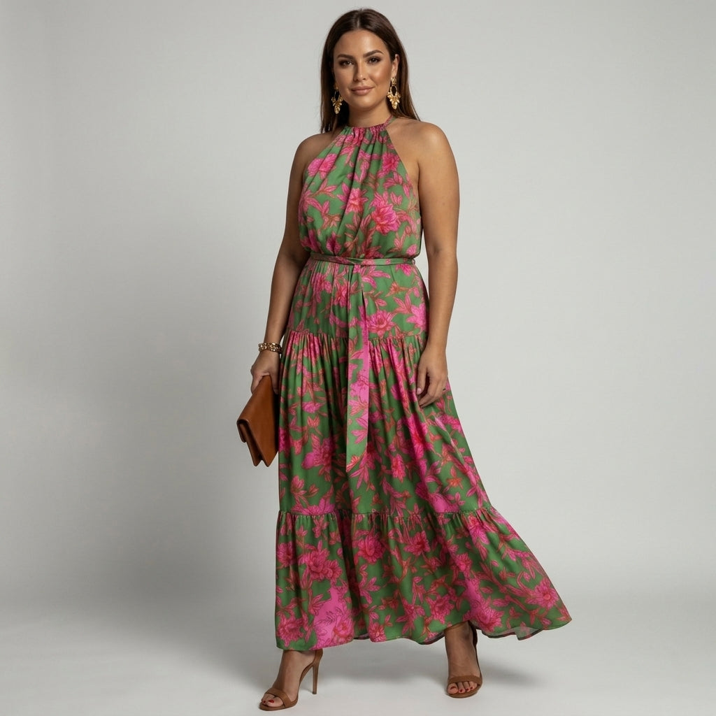 Rowen | Draped Halter Midi Dress