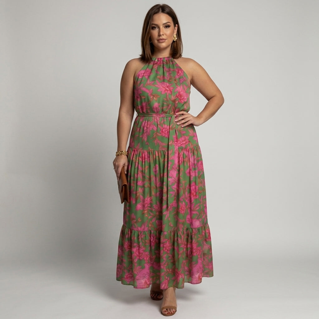 Rowen | Draped Halter Midi Dress