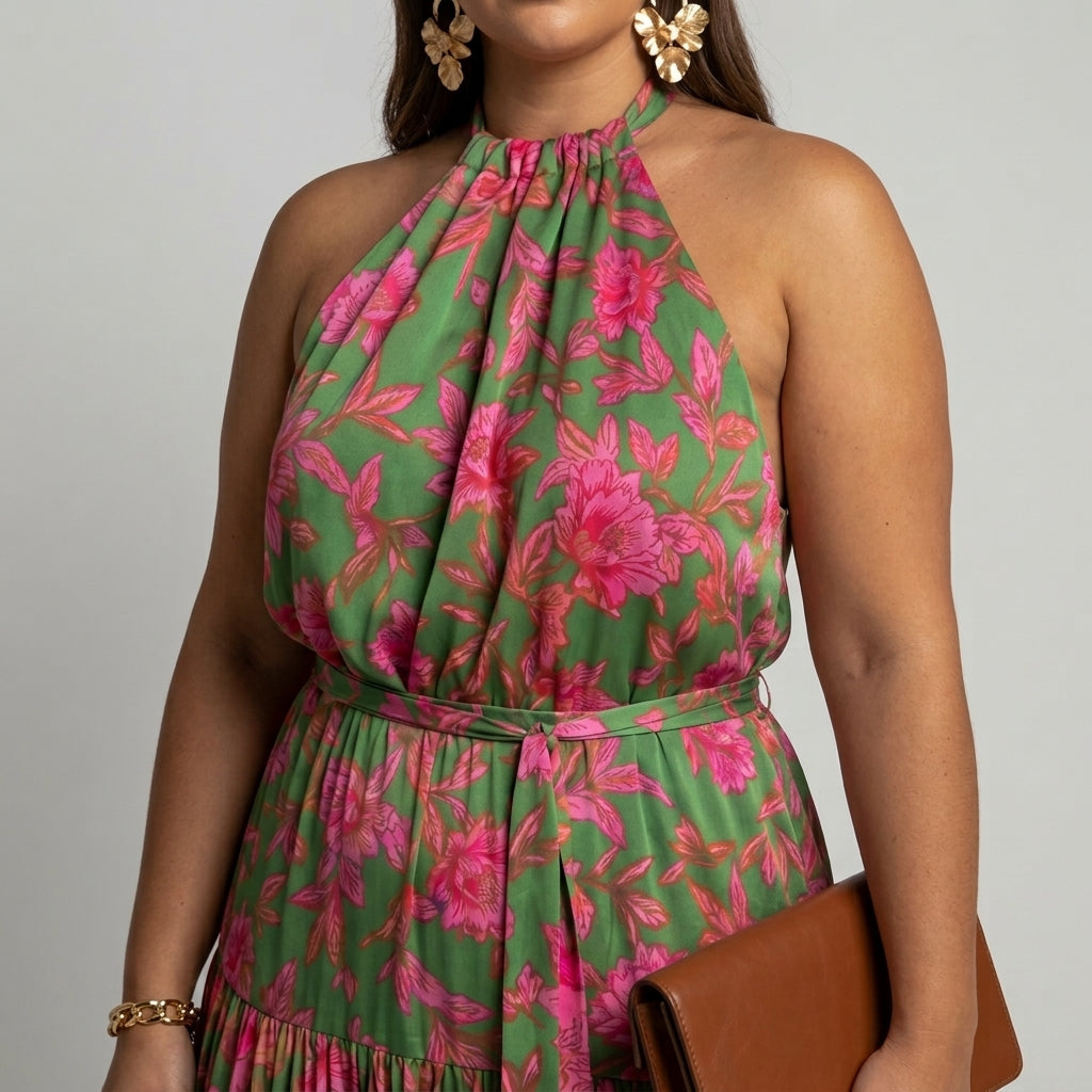 Rowen | Draped Halter Midi Dress