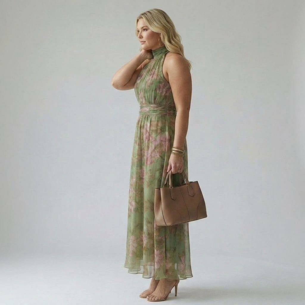 Mirelle | Gathered Halter Midi Dress