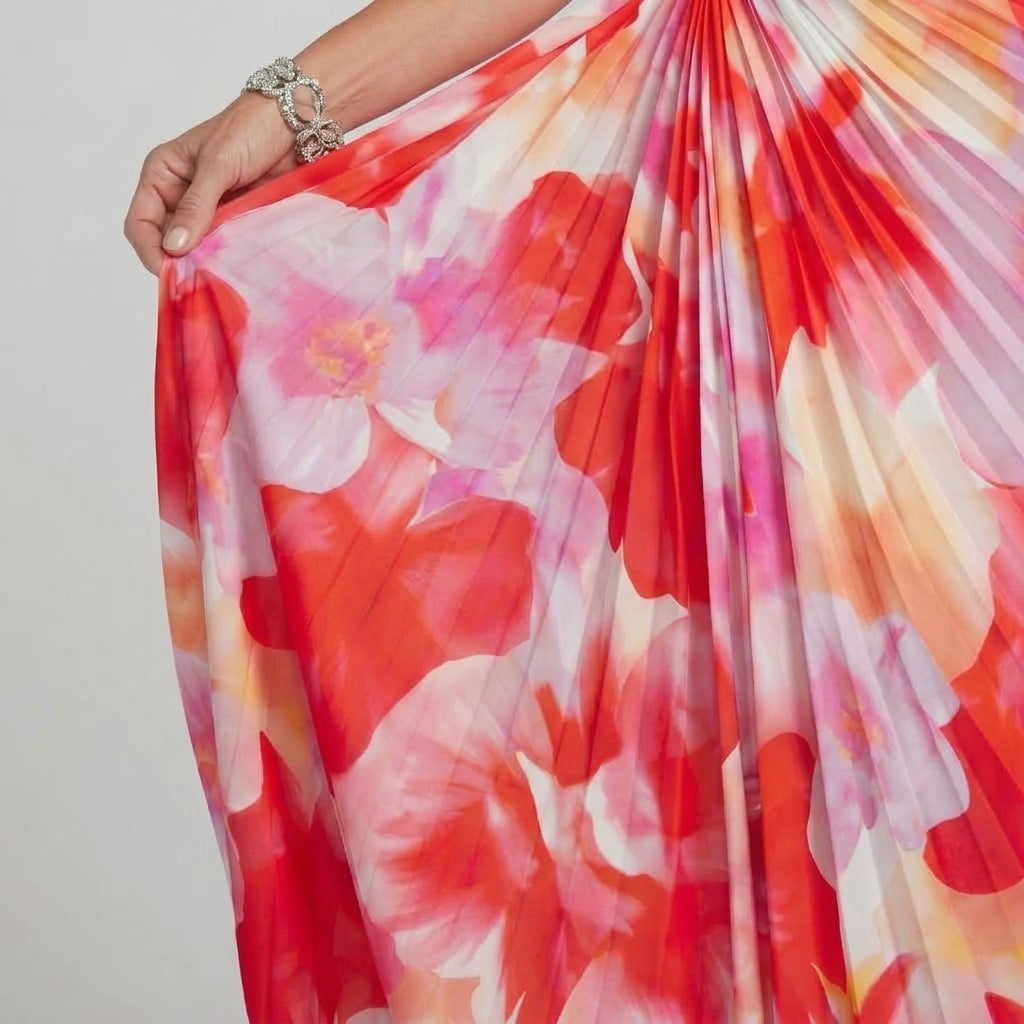 Taya | One-Shoulder Pleated Midi Dress