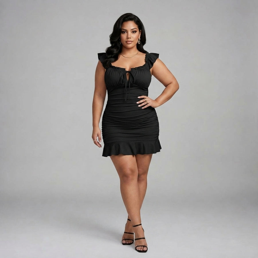 Elara | Front-Lace Ruffled Waist Dress