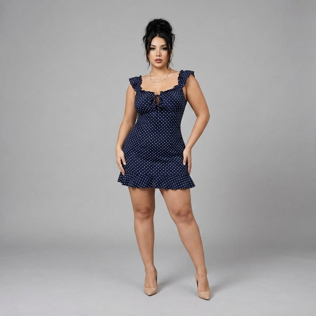 Elara | Front-Lace Ruffled Waist Dress