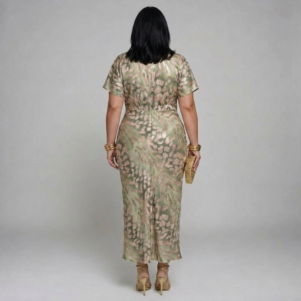 Maribel | Abstract Print V-Neck Midi Dress