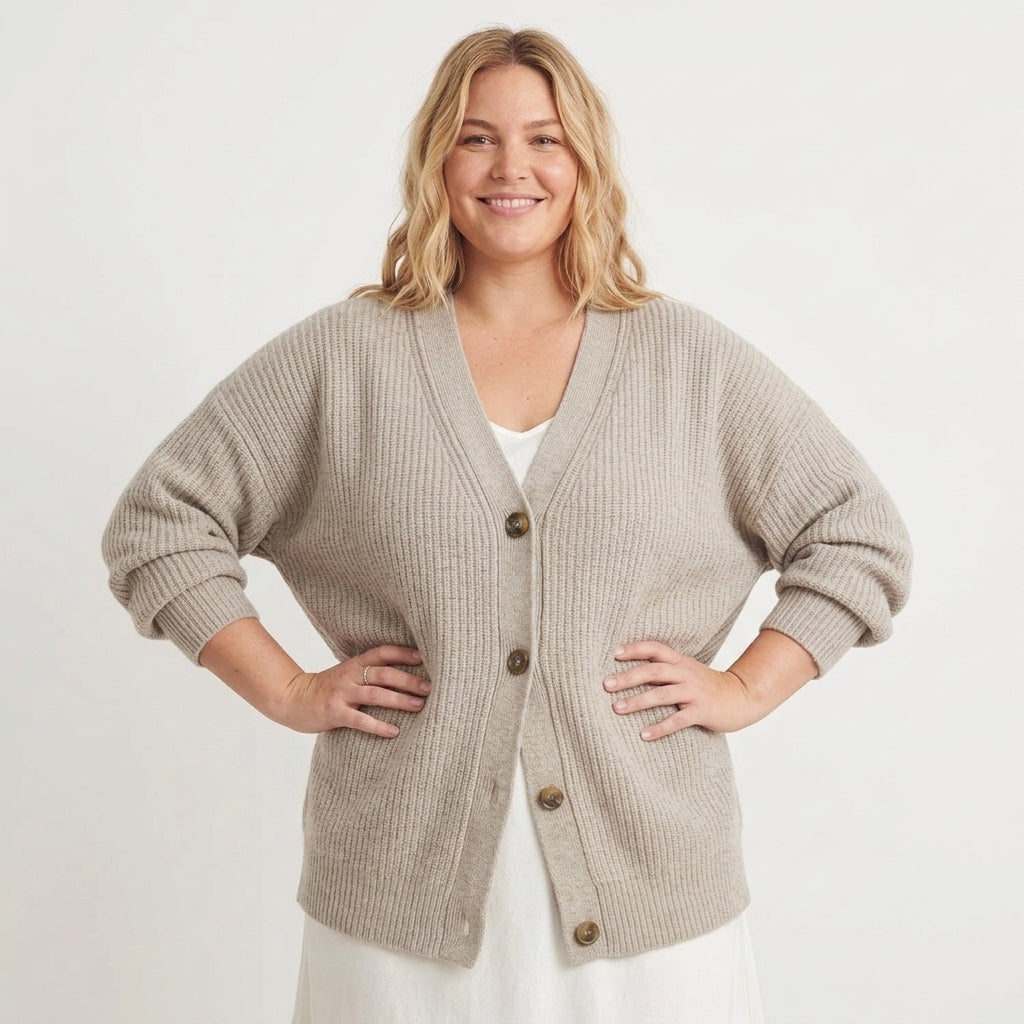 Mary | Ribbed Knit V-Neck Cardigan