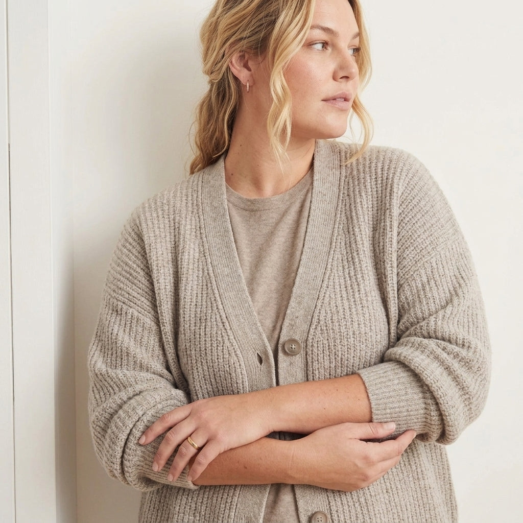 Mary | Ribbed Knit V-Neck Cardigan