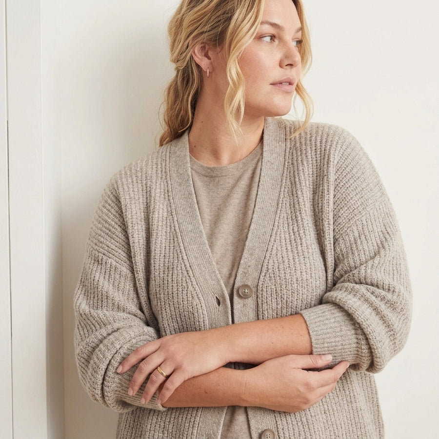 Mary | Ribbed Knit V-Neck Cardigan