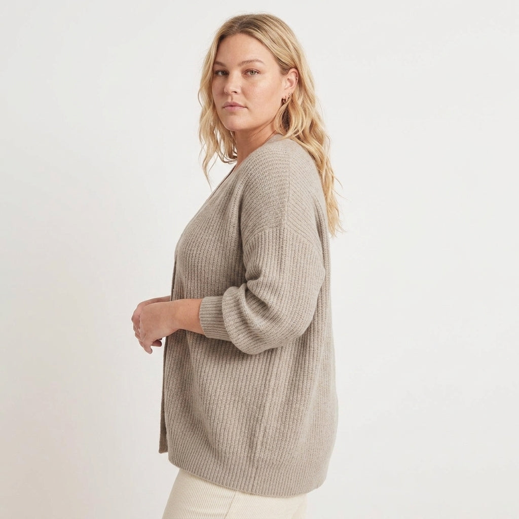 Mary | Ribbed Knit V-Neck Cardigan