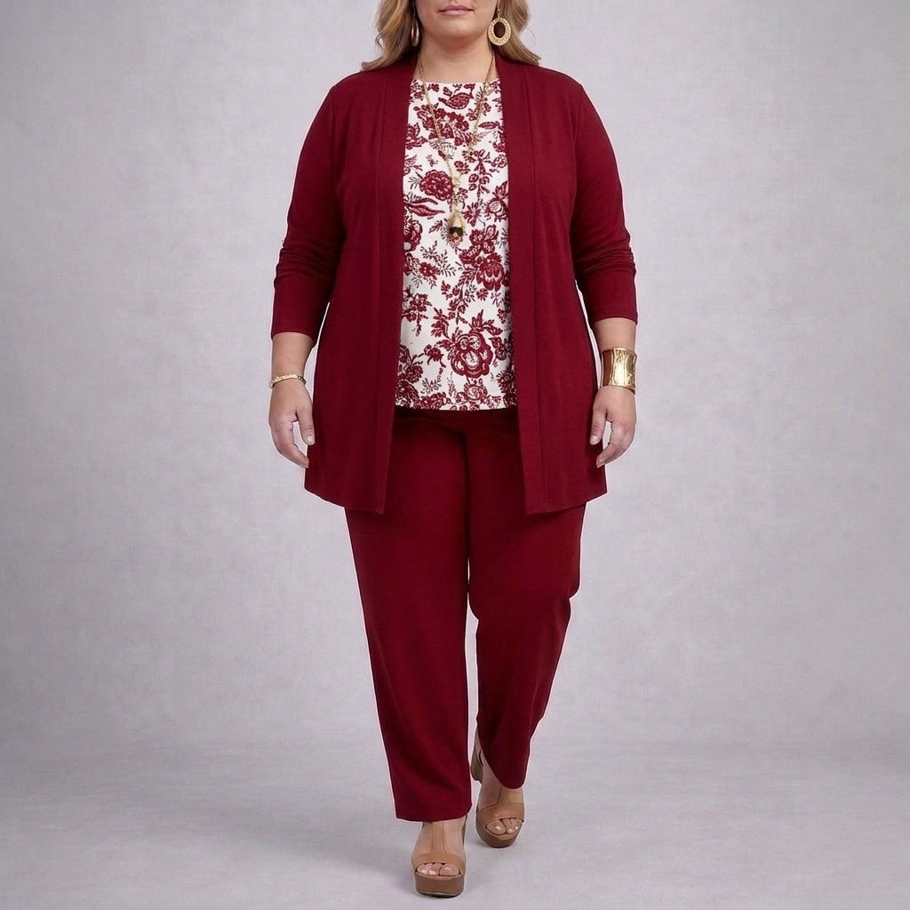 Holly | Burgundy Floral Three-Piece Set