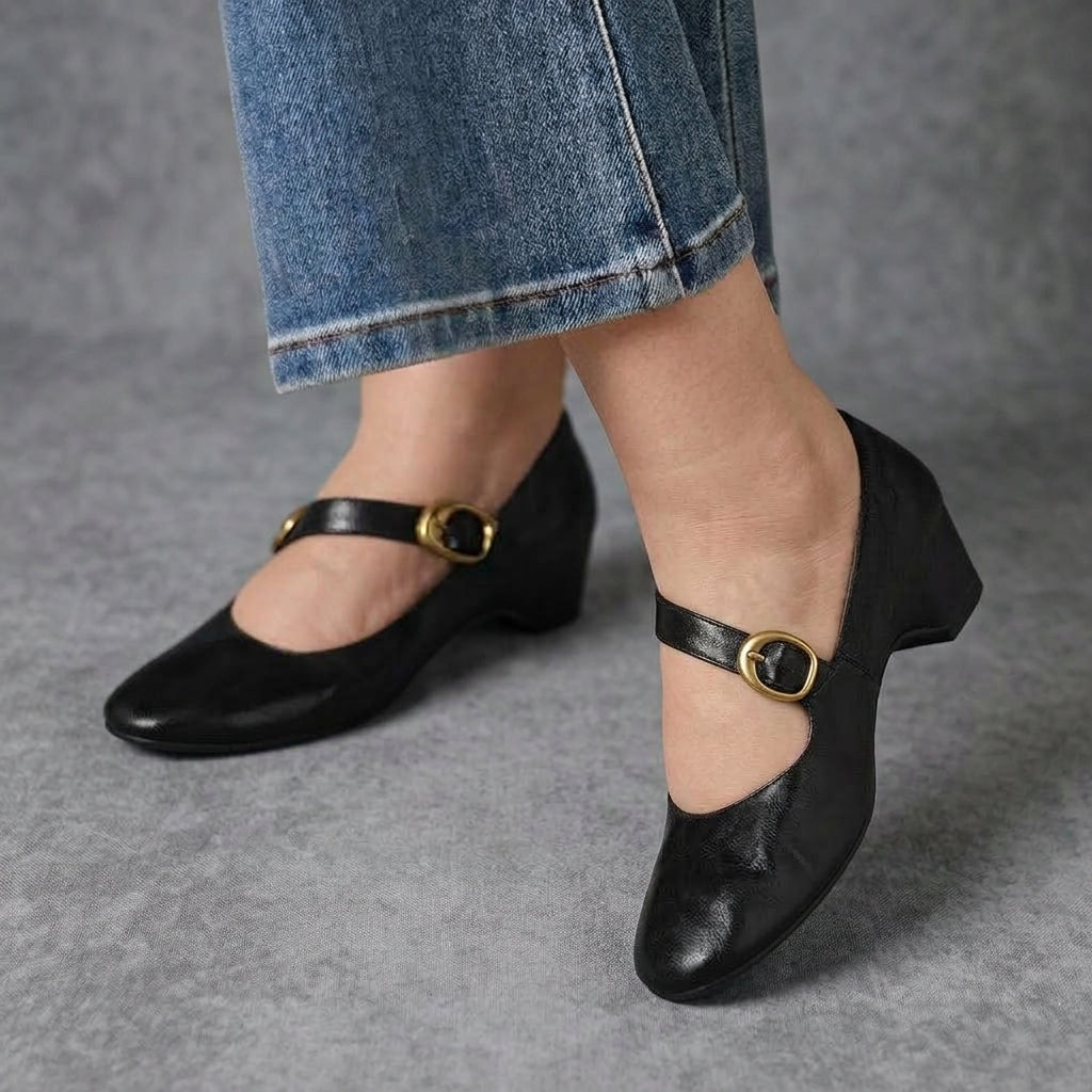 Quira | Round Toe Mary Jane Flats
