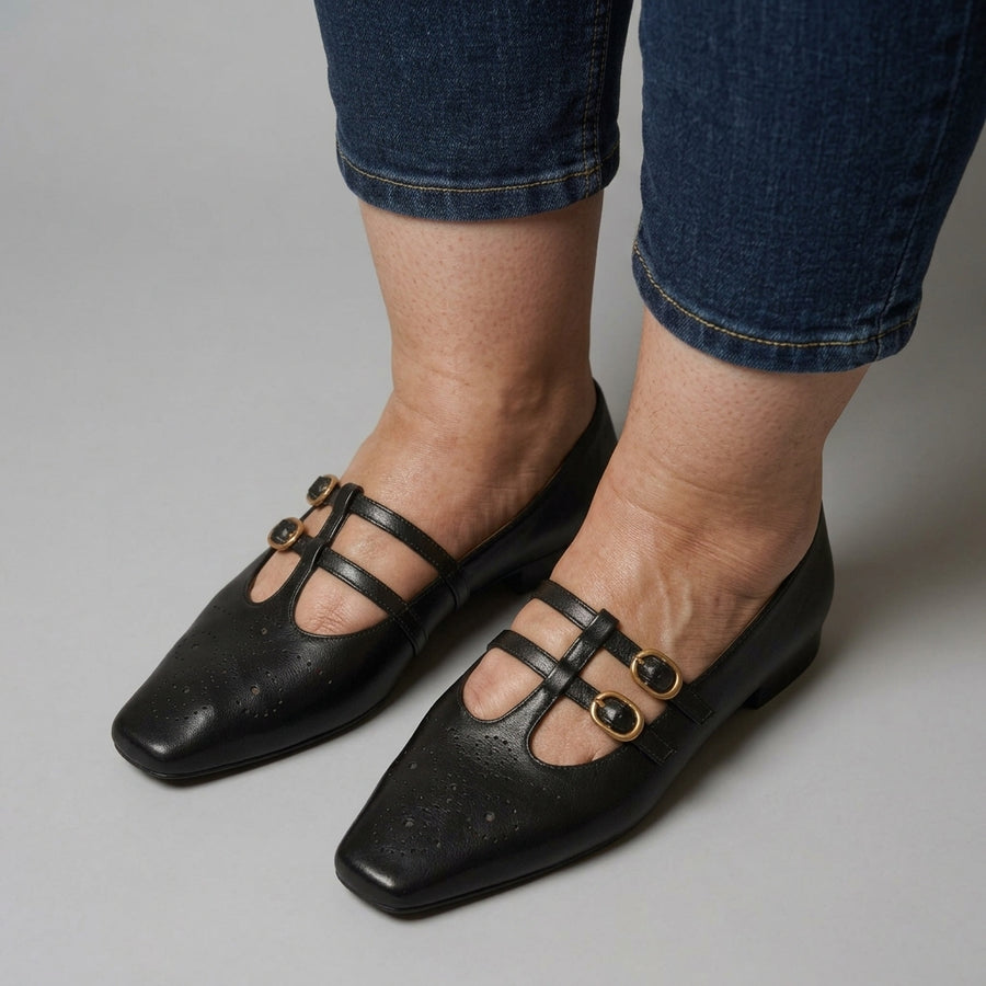 Ceyla | Double Strap Mary Jane Flats