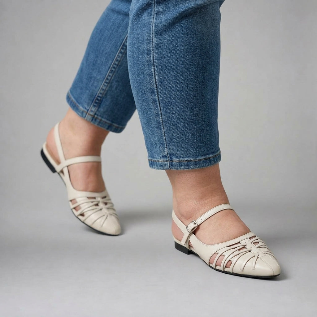 Quenby | Pointed Lattice Mary Jane Flats