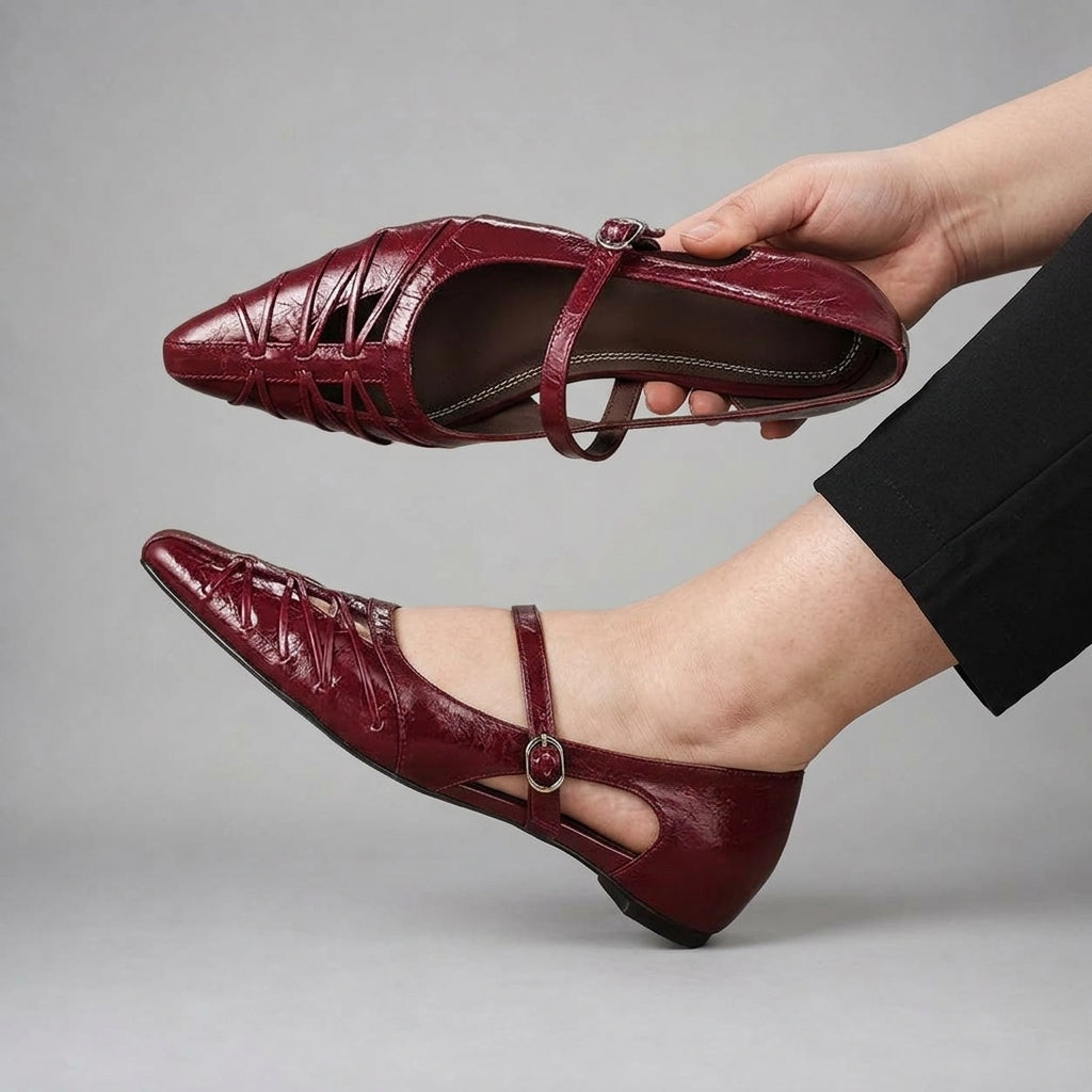 Quenby | Pointed Lattice Mary Jane Flats