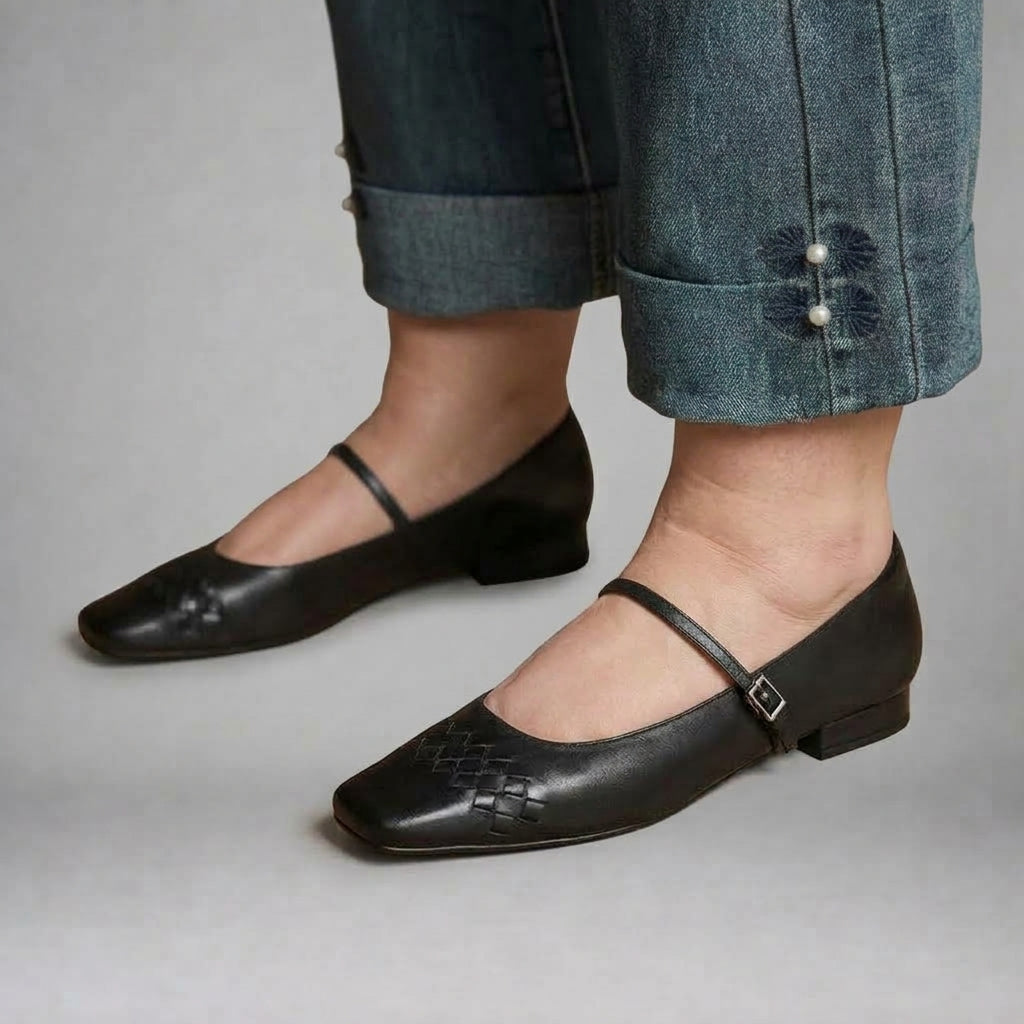 Verity | Square Toe Mary Jane Flats