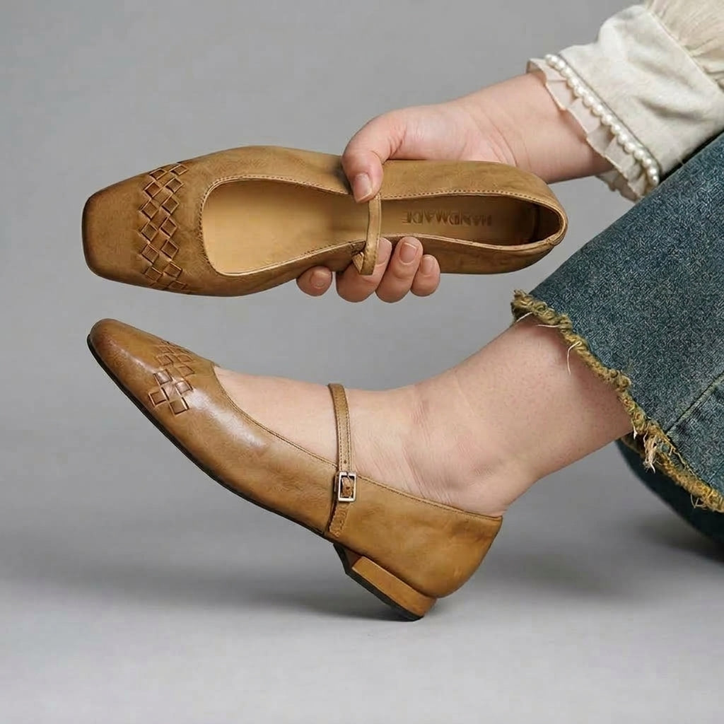 Verity | Square Toe Mary Jane Flats