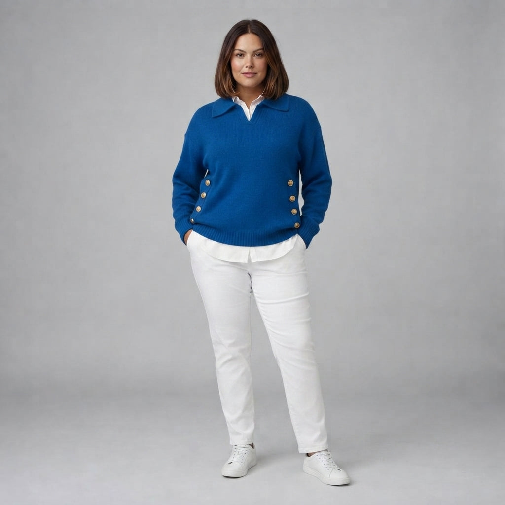 Vynette | V Neck Jumper with Collar