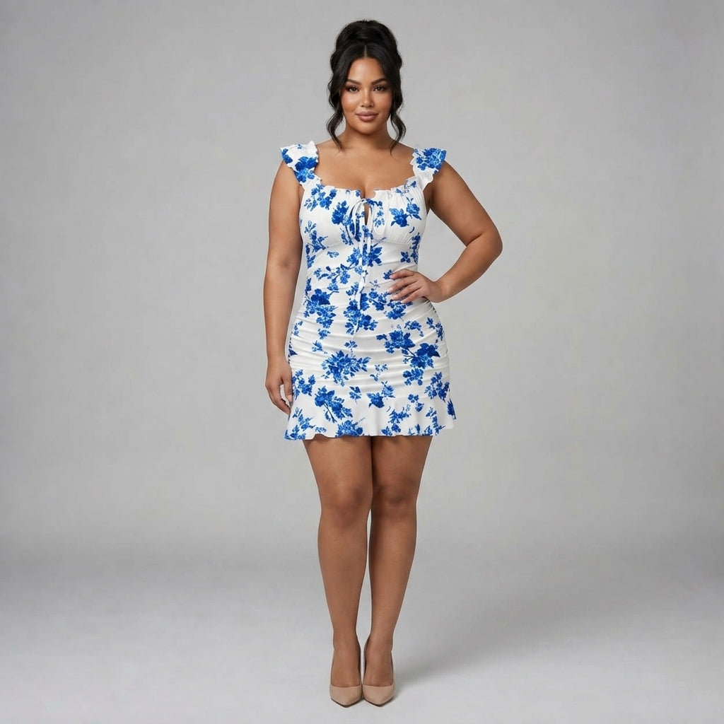 Elara | Front-Lace Ruffled Waist Dress