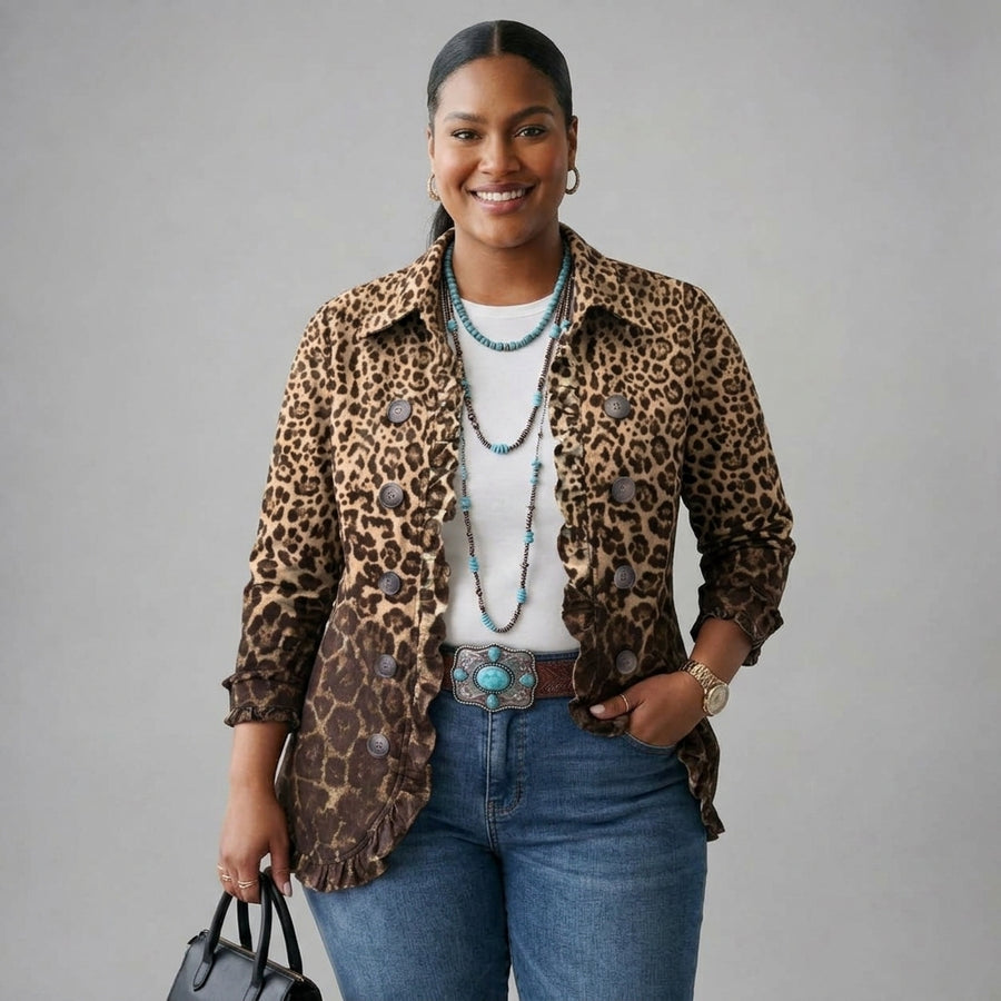 Claudia – Leopard Print Frill Jacket