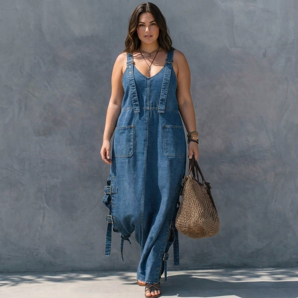 Harper | Elastic Waist Denim Jumpsuit