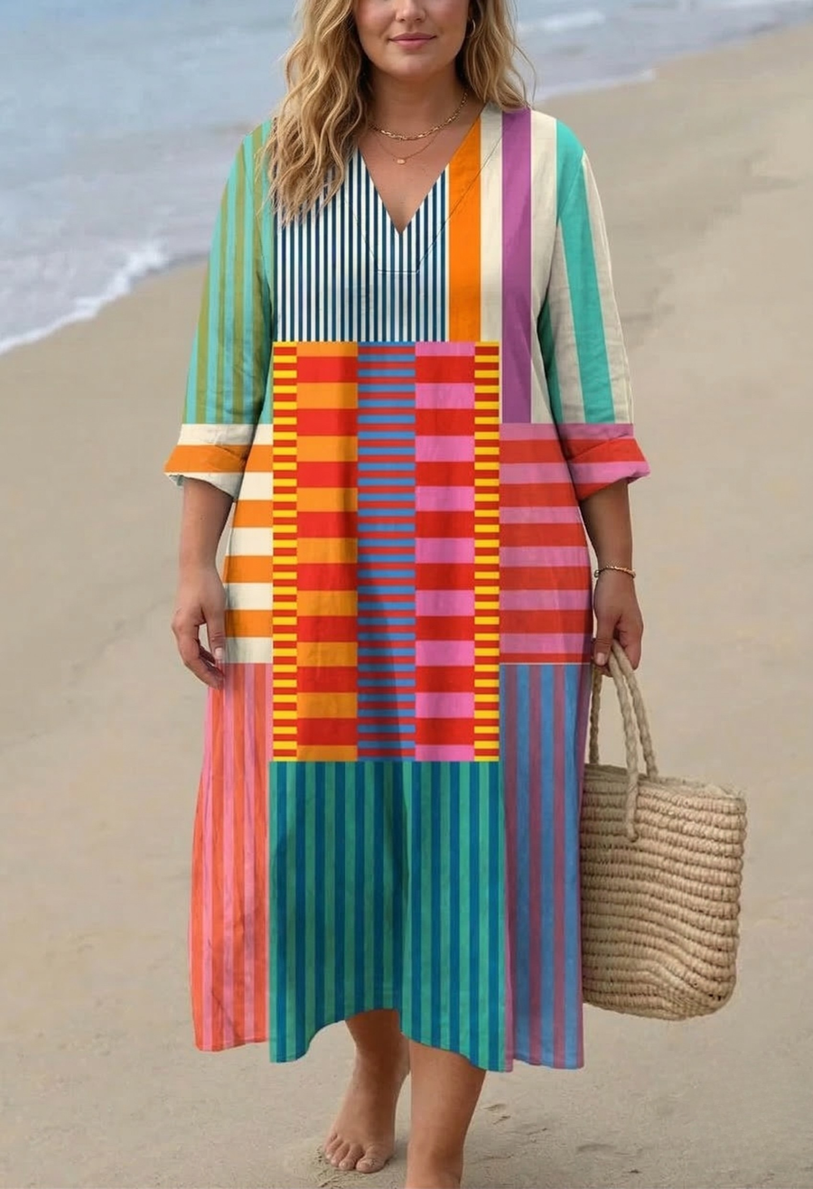 Retro Dress with Geometric Print